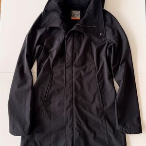 Icebreaker Black Women's Trench Coat with Fleece Collar